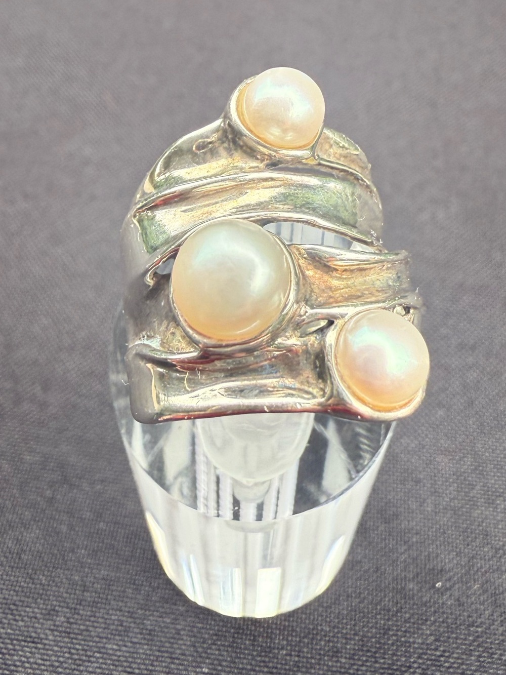HG Silver Pearl Trio Statement Ring